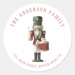 Waterverf notenkraker retouradreslabel ronde sticker