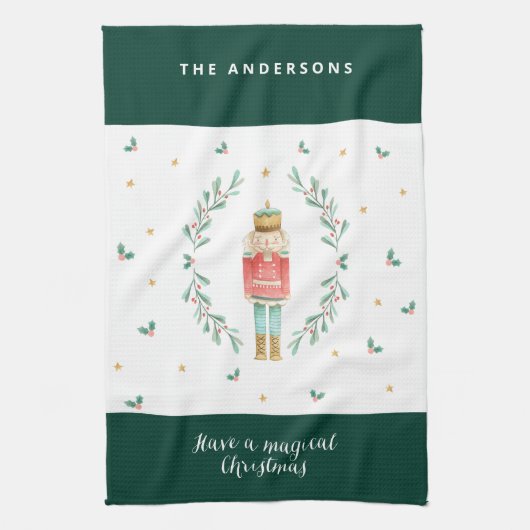 waterverf notenkraker schattig familie kerst theedoek (Verticaal)