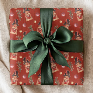 Waterverf Notenkraker Spar Kerstpatroon Cadeaupapier