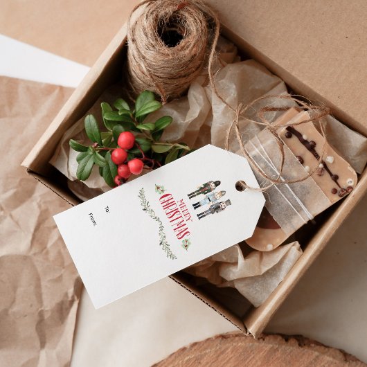  Waterverf Notenkraker Trio Kerst Cadeaulabel