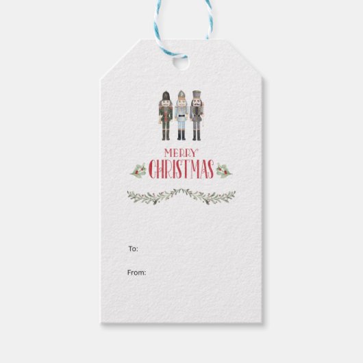  Waterverf Notenkraker Trio Kerst Cadeaulabel (Voorkant)