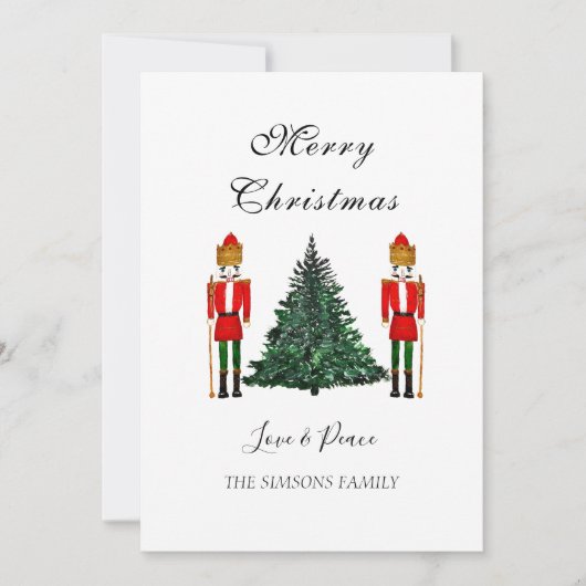 Waterverf notenkraker vrolijk kerstfeest feestdagenkaart (Voorkant)