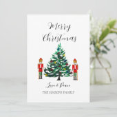 Waterverf notenkraker vrolijk kerstfeest feestdagenkaart (Staand voorkant)