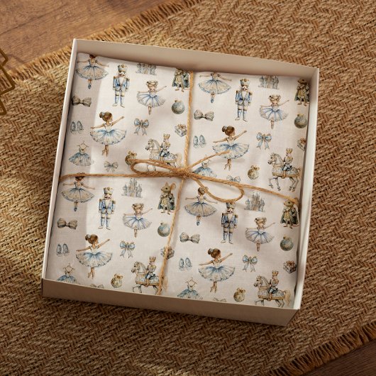 Waterverf Notenkrakerpatroon Kerst Tissuepapier