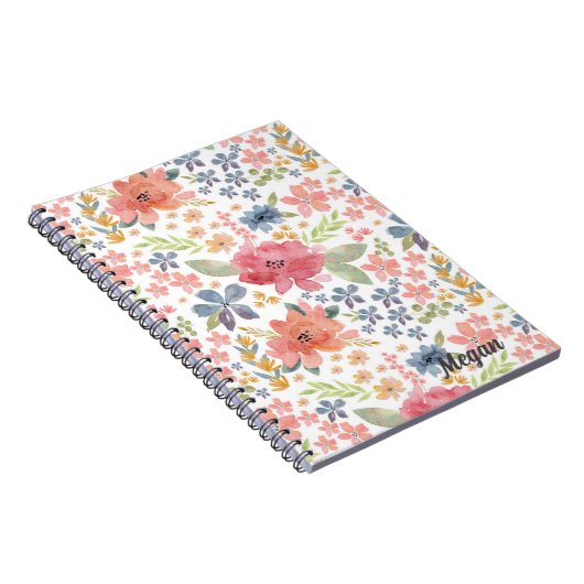 Waterverf Notitieboek met kleurrijke bloemen (Rechterzijde)