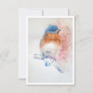 Waterverf Notitiekaart Blauwe Vogel Notitiekaartje