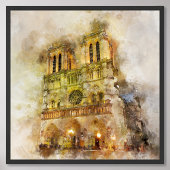 Waterverf Notre Dame kathedraal Foto Afdruk