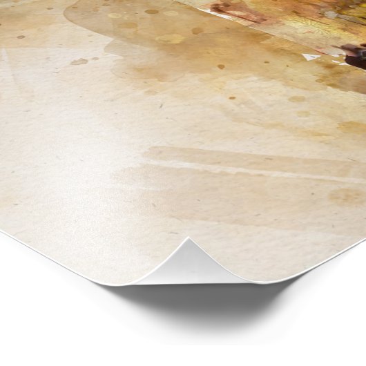 Waterverf Notre Dame kathedraal Foto Afdruk (Hoek)