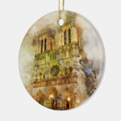 Waterverf Notre Dame kathedraal Keramisch Ornament (Links)