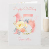 Waterverf nummer 15 Aangepast 15e verjaardag Kaart (Voorkant)