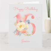 Waterverf nummer 16 Gepersonaliseerde 15e Verjaard Kaart (Voorkant)