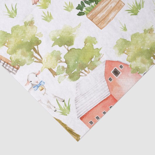 Waterverf Nursery Boerderij Land Animals Tissuepapier (Detail)
