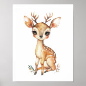 Waterverf Nursery-prent van babyhert - Digitaal of Poster (Voorkant)