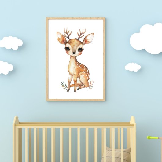 Waterverf Nursery-prent van babyhert - Digitaal of Poster