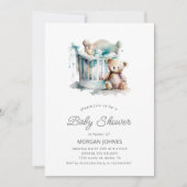 Waterverf Nursery Teddy Bear Baby shower Kaart (Voorkant)