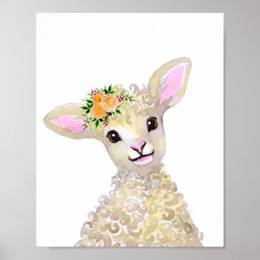 Waterverf Nursery Woodland Boerderij Baby Floral Poster (Voorkant)