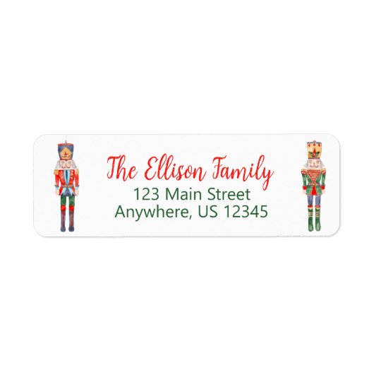 Waterverf Nutcracker Ballet Kerstmis Etiket (Voorkant)