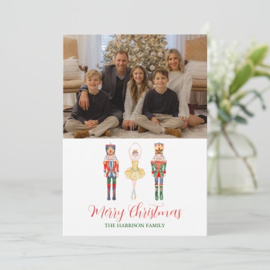 Waterverf Nutcracker Ballet Kerstmis Feestdagenkaart (Staand voorkant)