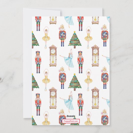 Waterverf Nutcracker Ballet Kerstmis Feestdagenkaart (Achterkant)