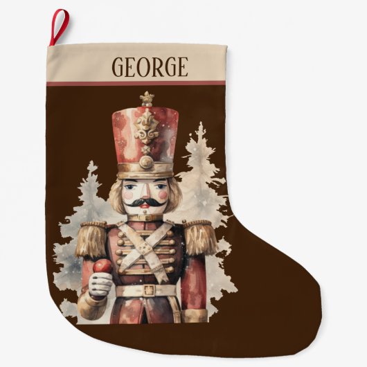 Waterverf nutcracker Voeg naam toe Grote Kerstsok (Voorkant)