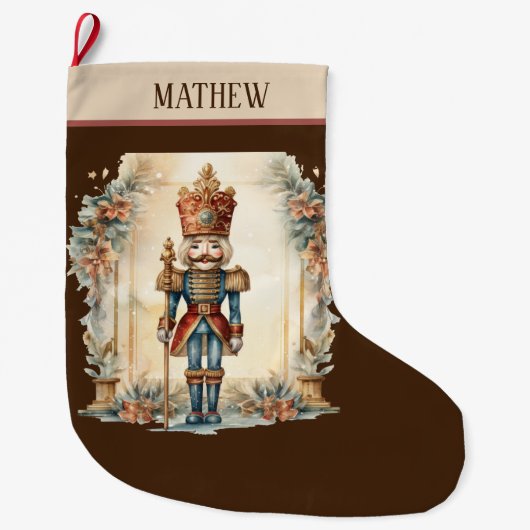 Waterverf nutcracker Voeg naam toe Grote Kerstsok (Voorkant)