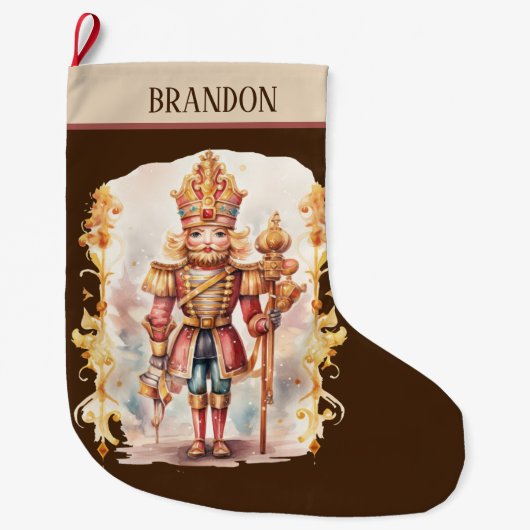 Waterverf nutcracker Voeg naam toe Grote Kerstsok (Voorkant)