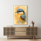 Waterverf Nuthatch Portret Kunst Poster
