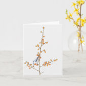 Waterverf Nuthatch Vogelnoot Kaart (Gele Bloem)