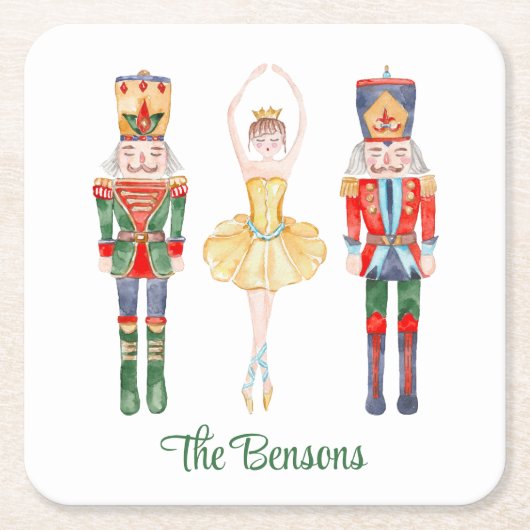 Waterverf Nutkraker Ballet Aangepast Kartonnen Onderzetters (Voorkant)