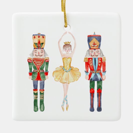 Waterverf Nutkraker Ballet Aangepast Keramisch Ornament (Voorkant)