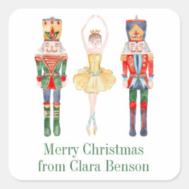 Waterverf Nutkraker Ballet Aangepast Vierkante Sticker