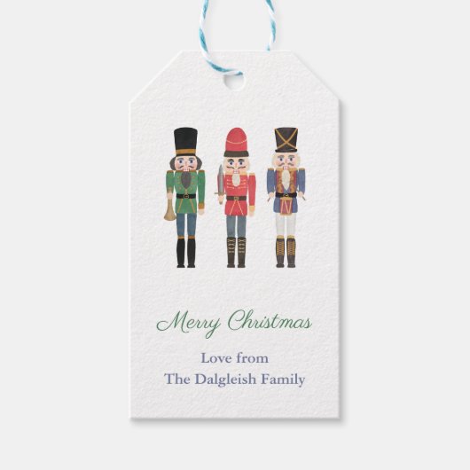 Waterverf Nutkraker Ballet Soldaten Feestdagen Cadeaulabel (Voorkant)