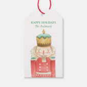 Waterverf Nutkraker Holly Kerstfeestdag Cadeaulabel (Voorkant)