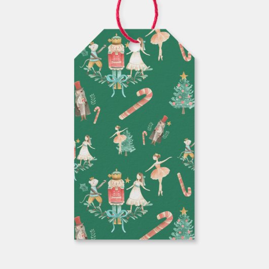 Waterverf Nutkraker Holly Kerstfeestdag Cadeaulabel (Achterkant)