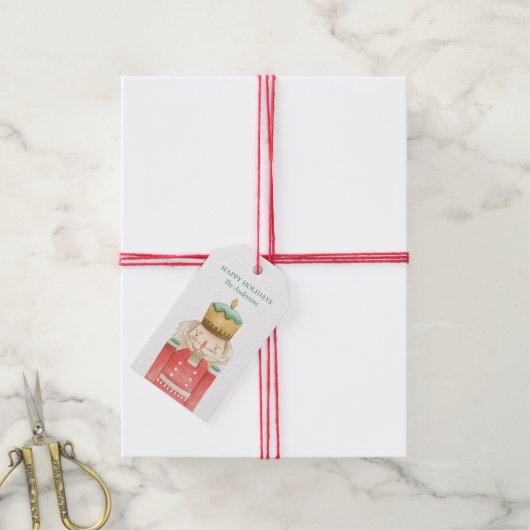 Waterverf Nutkraker Holly Kerstfeestdag Cadeaulabel (Met Touw)