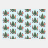 Waterverf Nutkrakers en kerstboom Inpakpapier Vel (Voorkant 3)