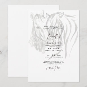 Waterverf Nuzzling Horses Wedding Invitation Kaart