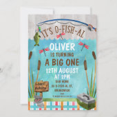 Waterverf O-Fish_Al 1st Birthday Party Invitation Kaart (Voorkant)