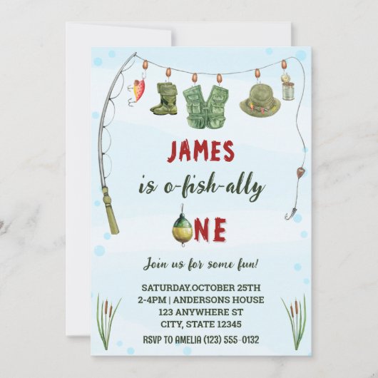 Waterverf O-Fish-Ally Een Geviste verjaardag Kaart (Voorkant)