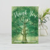 Waterverf Oak Boom Retro Rustic Forest Wedding Bedankkaart (Staand voorkant)