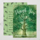 Waterverf Oak Boom Retro Rustic Forest Wedding Bedankkaart (Voorkant / Achterkant)