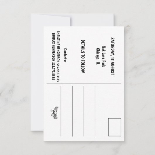 Waterverf oak-boomreüm reünie save the date (Achterkant)