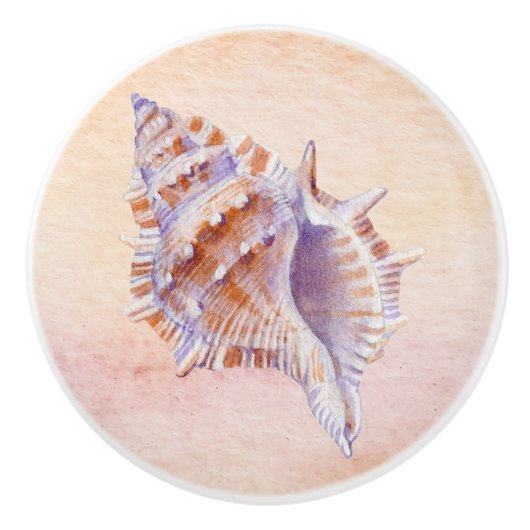 Waterverf oceaan achtergrond schelpen schilderij keramische knop (Voorkant)