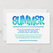 Waterverf Oceaan Blauwe & Groene Golven Zomerfeest Kaart (Voorkant)