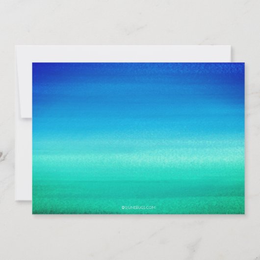 Waterverf Oceaan Blauwe & Groene Golven Zomerfeest Kaart (Achterkant)