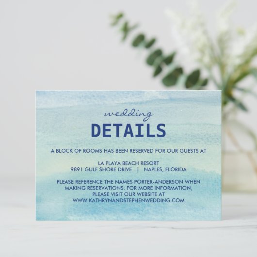 Waterverf Oceaan Bruiloft Behuizing Kaart (Staand voorkant)