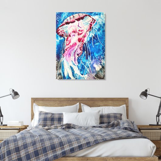 Waterverf oceaan canvas afdruk (Insitu (Slaapkamer))