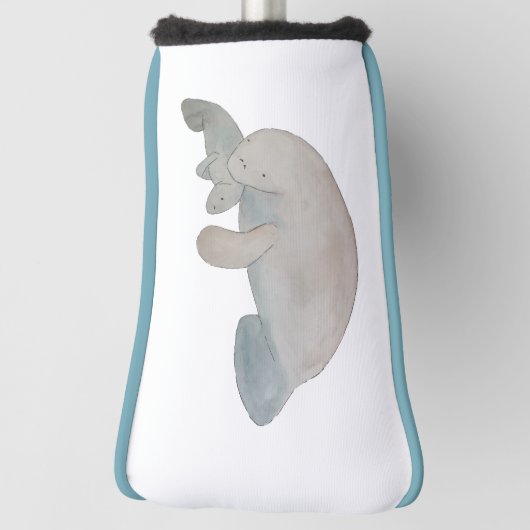 Waterverf Oceaan Dierlijke Moeder Baby Manatee Golfheadcover (Draai 90)