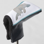 Waterverf Oceaan Dierlijke Moeder Baby Manatee Golfheadcover (3/4 voorkant)
