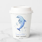 Waterverf oceaan dolfijn baby shower papieren bekers (Achterkant)